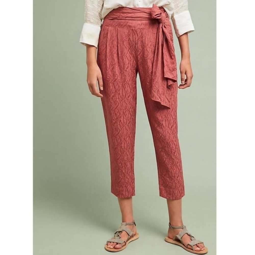 Ett:twa By Anthropologie Aubade Mauve Pink Tie waist Pants Size 2